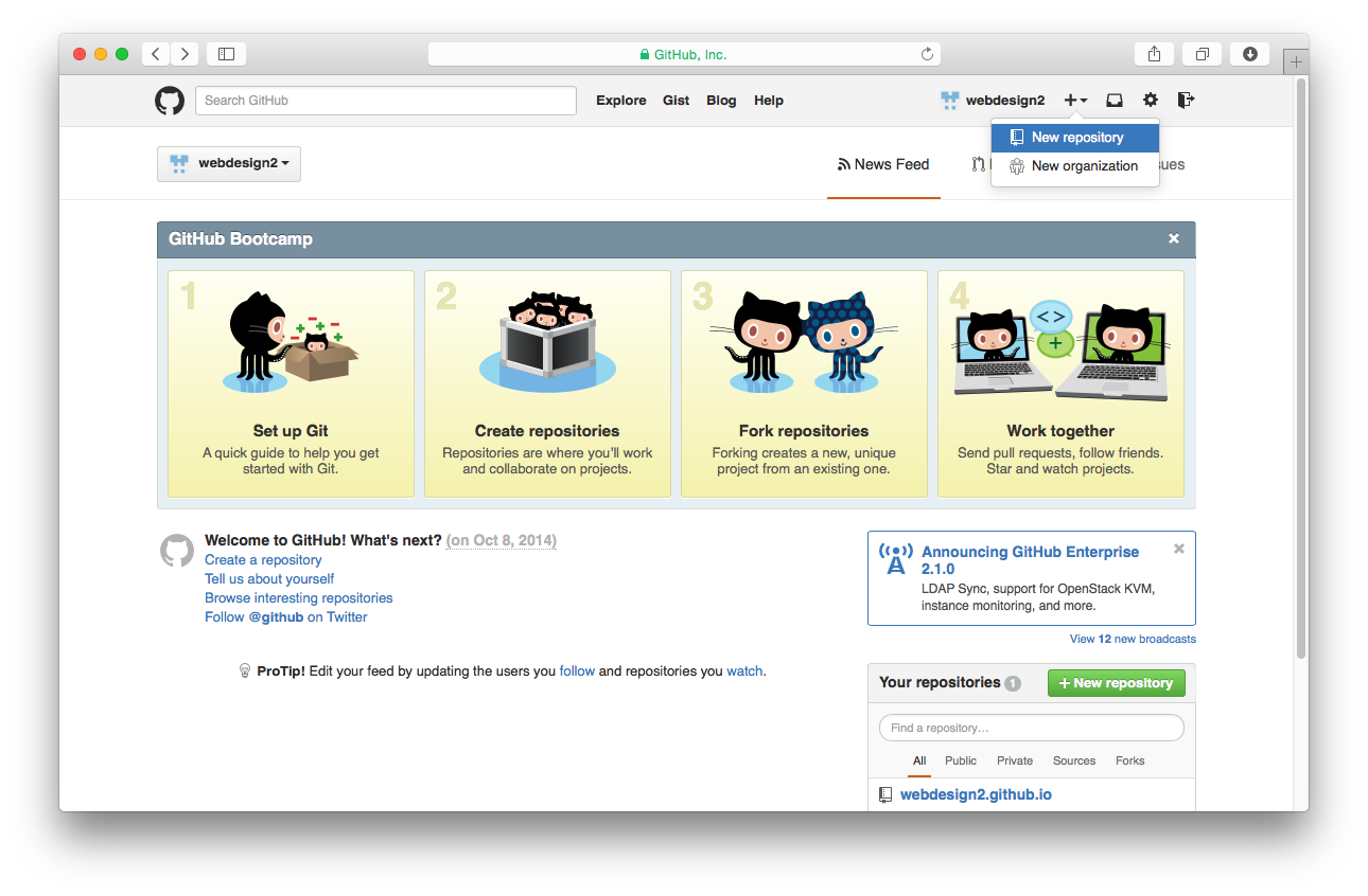 Creating a new repository