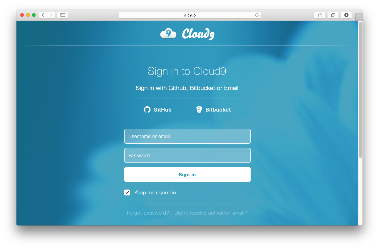 Logging in to Cloud9